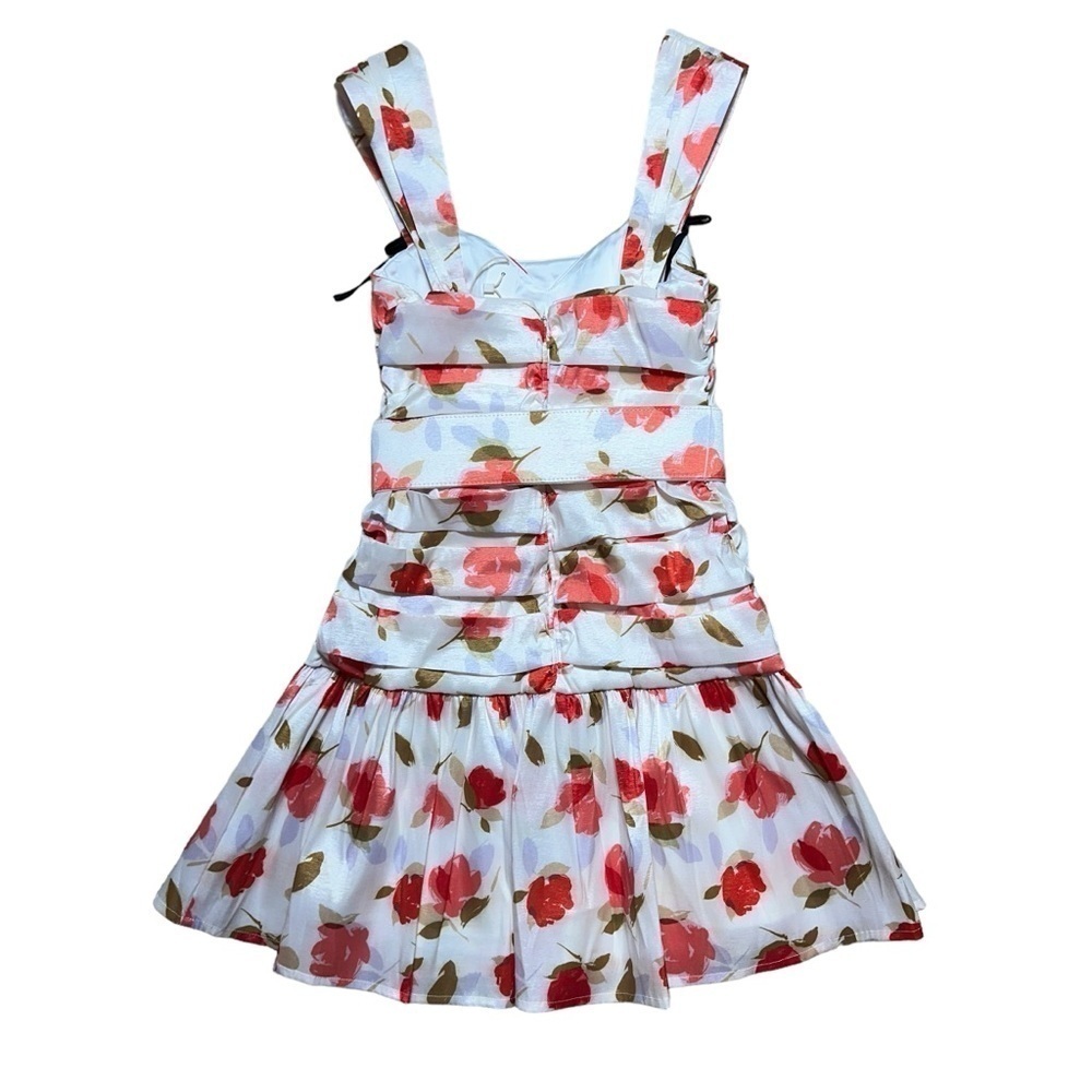 For Love & Lemons White Mini Dress with Pink & Brown Floral Print - Picture 7 of 10